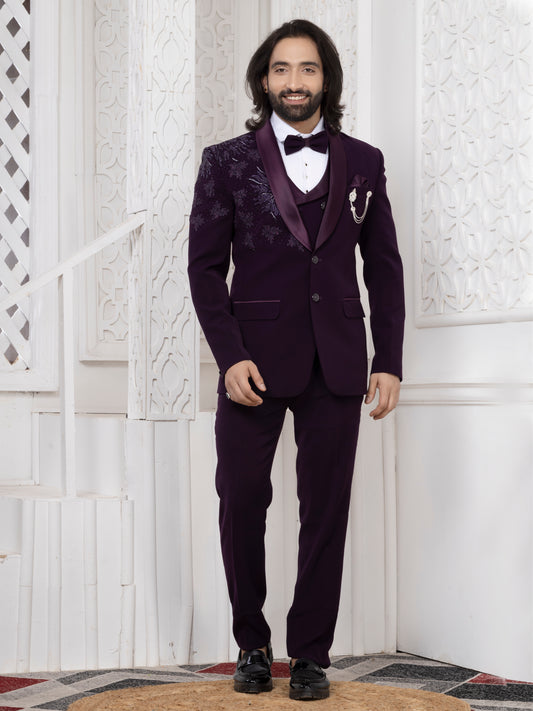 Purple Armani Tuxedo Suit for Wedding