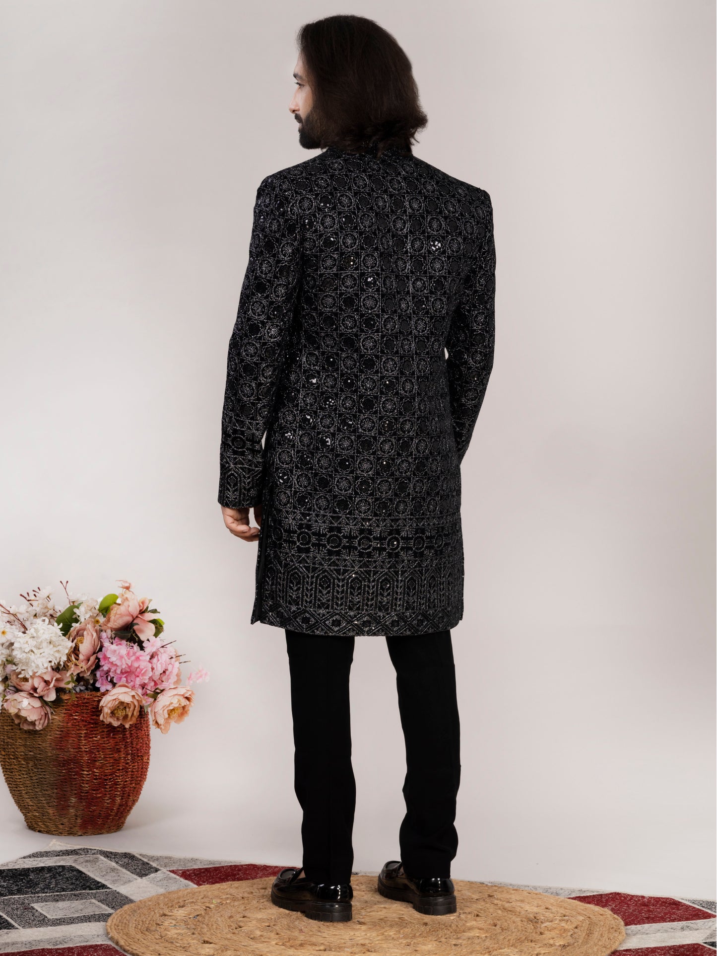 Black Sequence Indo-Western Suit