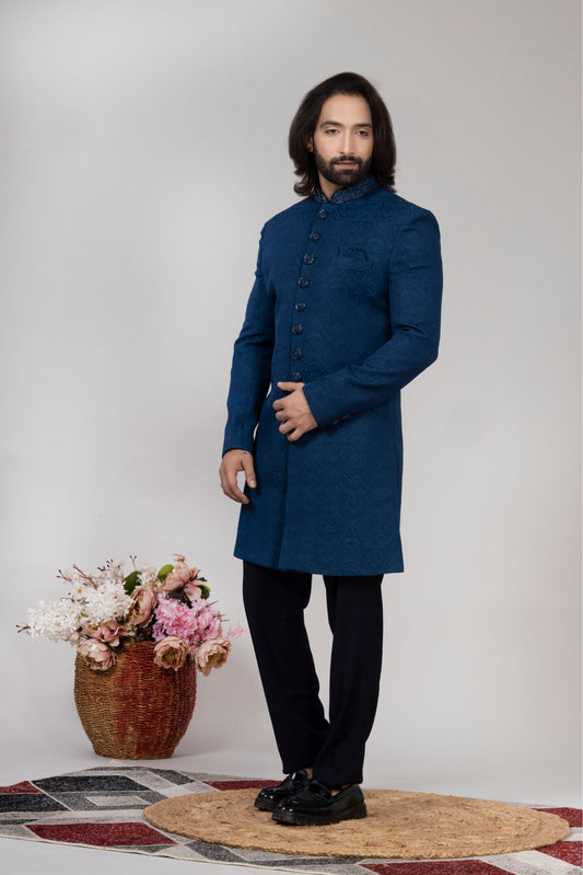 Peacock Blue Indo Western