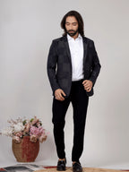 Grey Green Checkered Blazer for Men Premium Formal & Party Wear