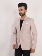 Men's Light Pink Solid Formal Blazer