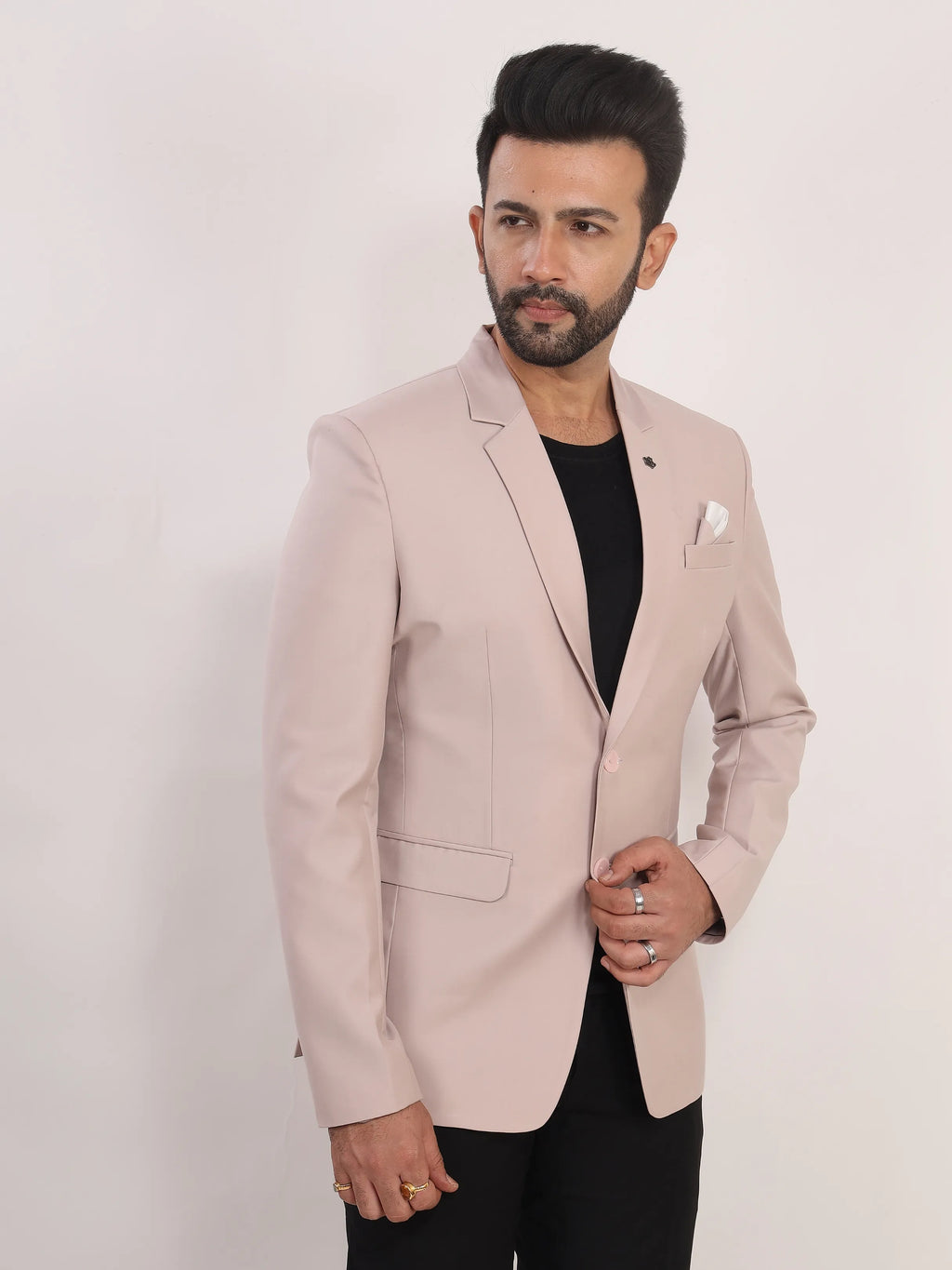 Men's Light Pink Solid Formal Blazer