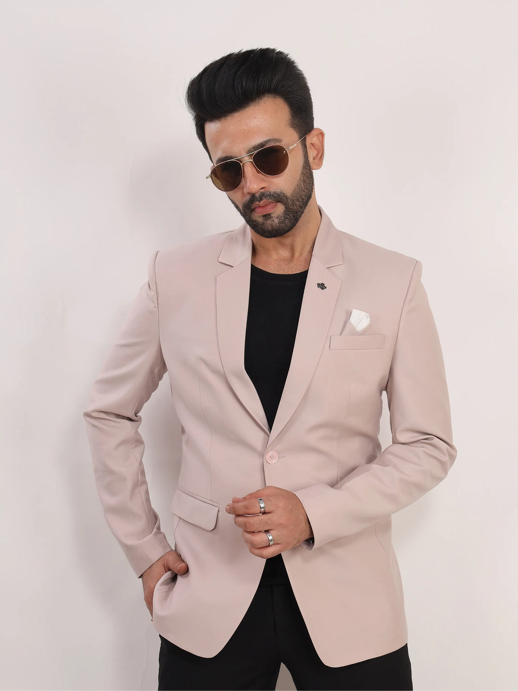 Men's Light Pink Solid Formal Blazer