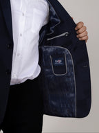 Navy Blue Checkered Blazer for Men Premium Formal & Party Wear