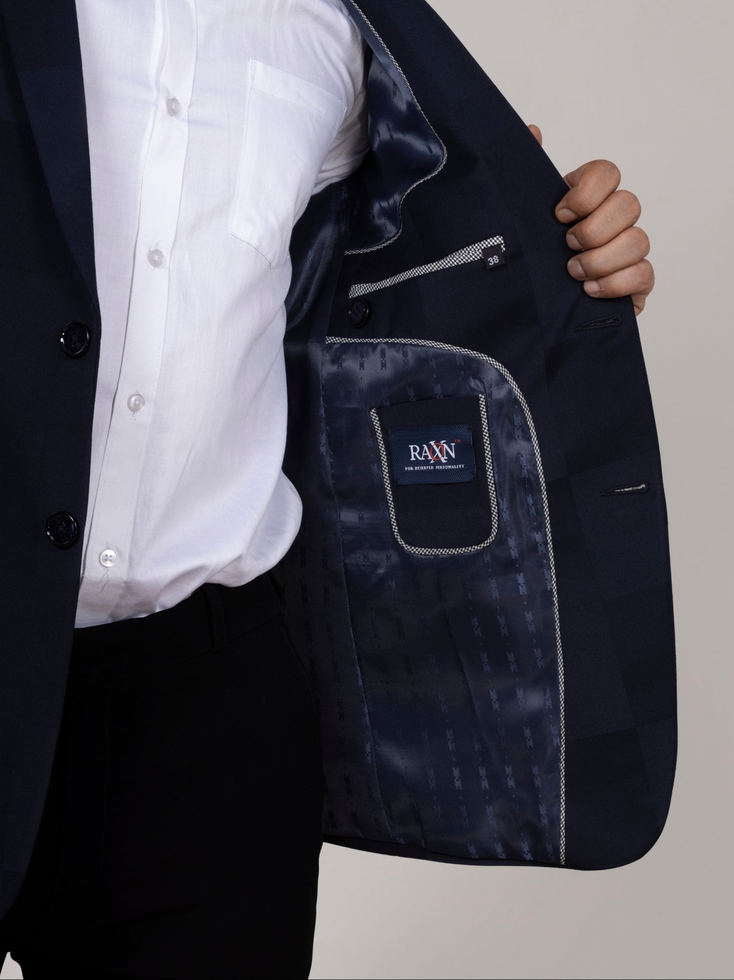 Navy Blue Checkered Blazer for Men Premium Formal & Party Wear