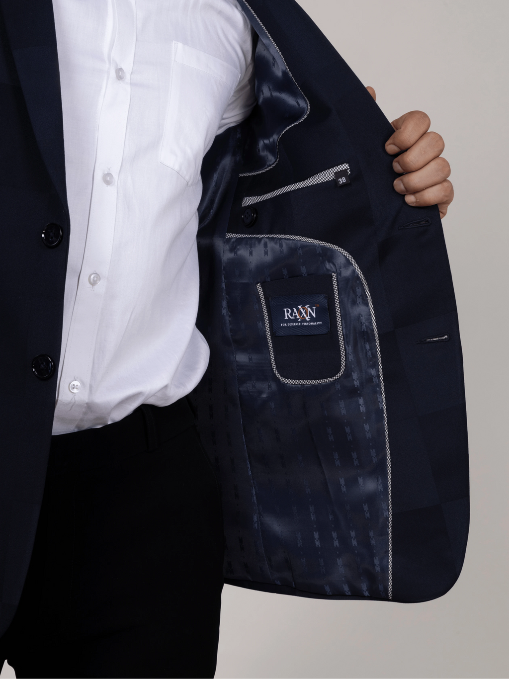 Navy Blue Checkered Blazer for Men Premium Formal & Party Wear