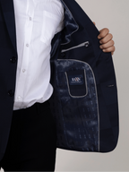 Navy Blue Checkered Blazer for Men Premium Formal & Party Wear