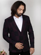 Wine Black Windowpane Check Blazer for Men Premium Party & Formal Wear