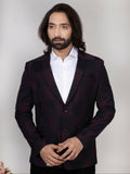 Wine Black Windowpane Check Blazer for Men Premium Party & Formal Wear