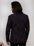 Wine Black Windowpane Check Blazer for Men Premium Party & Formal Wear