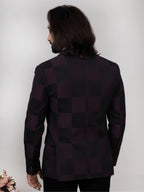Wine Black Windowpane Check Blazer for Men Premium Party & Formal Wear