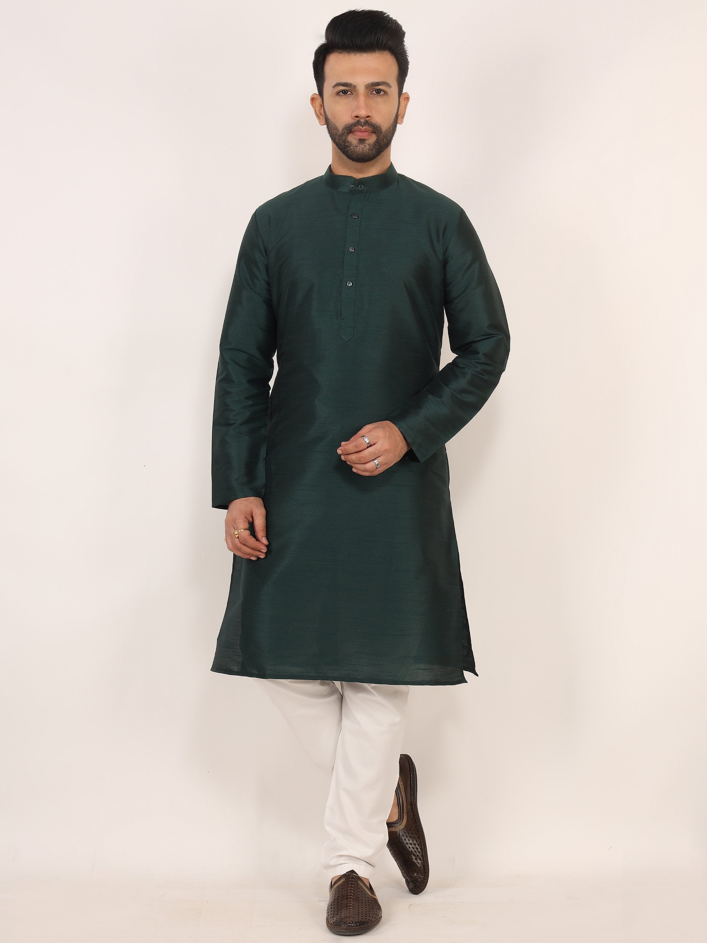 Dark Green Kurta Pajama Set