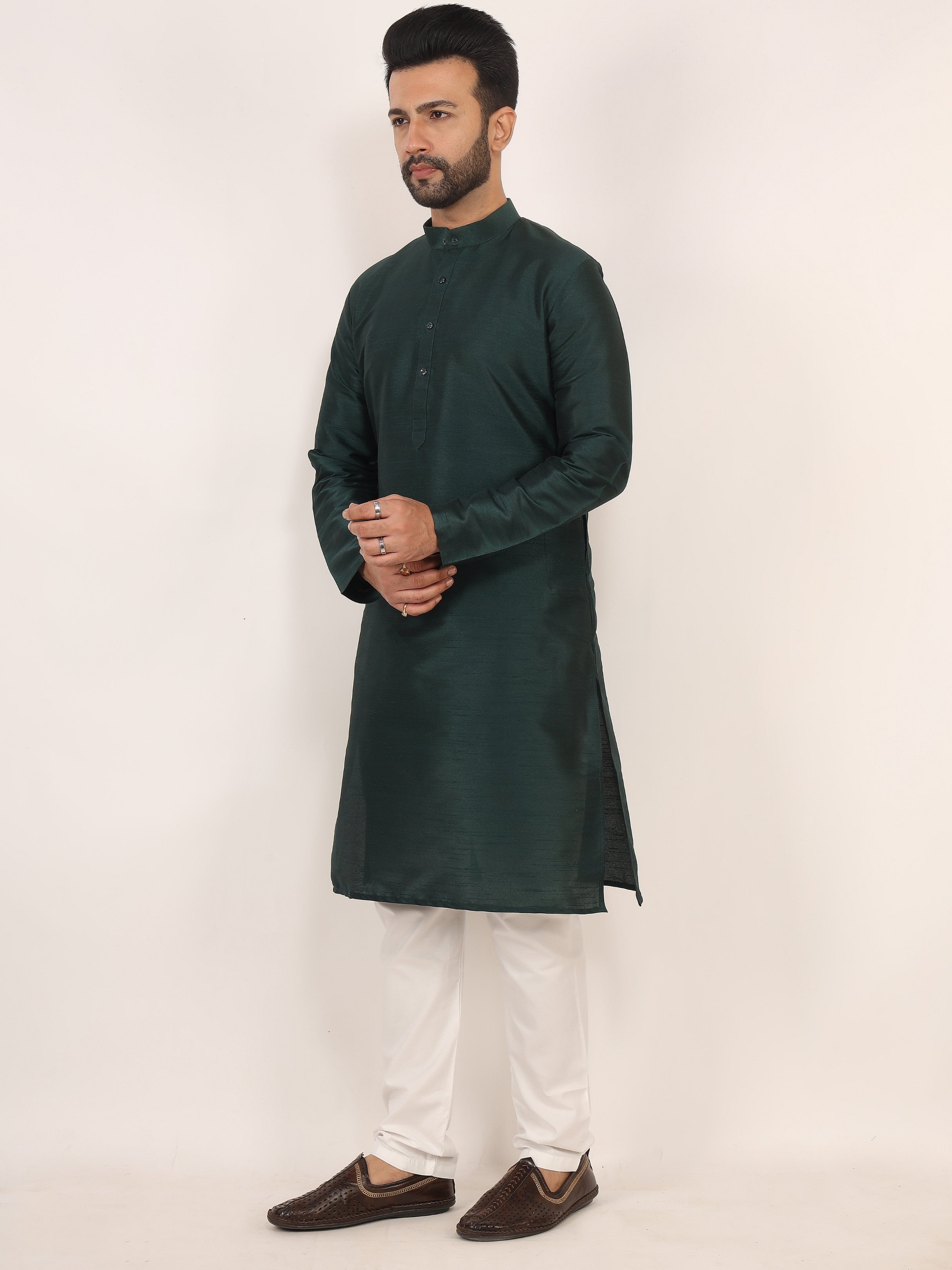 Dark Green Kurta Pajama Set