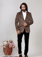 Men's Brown Paisley Print Party Wear Blazer