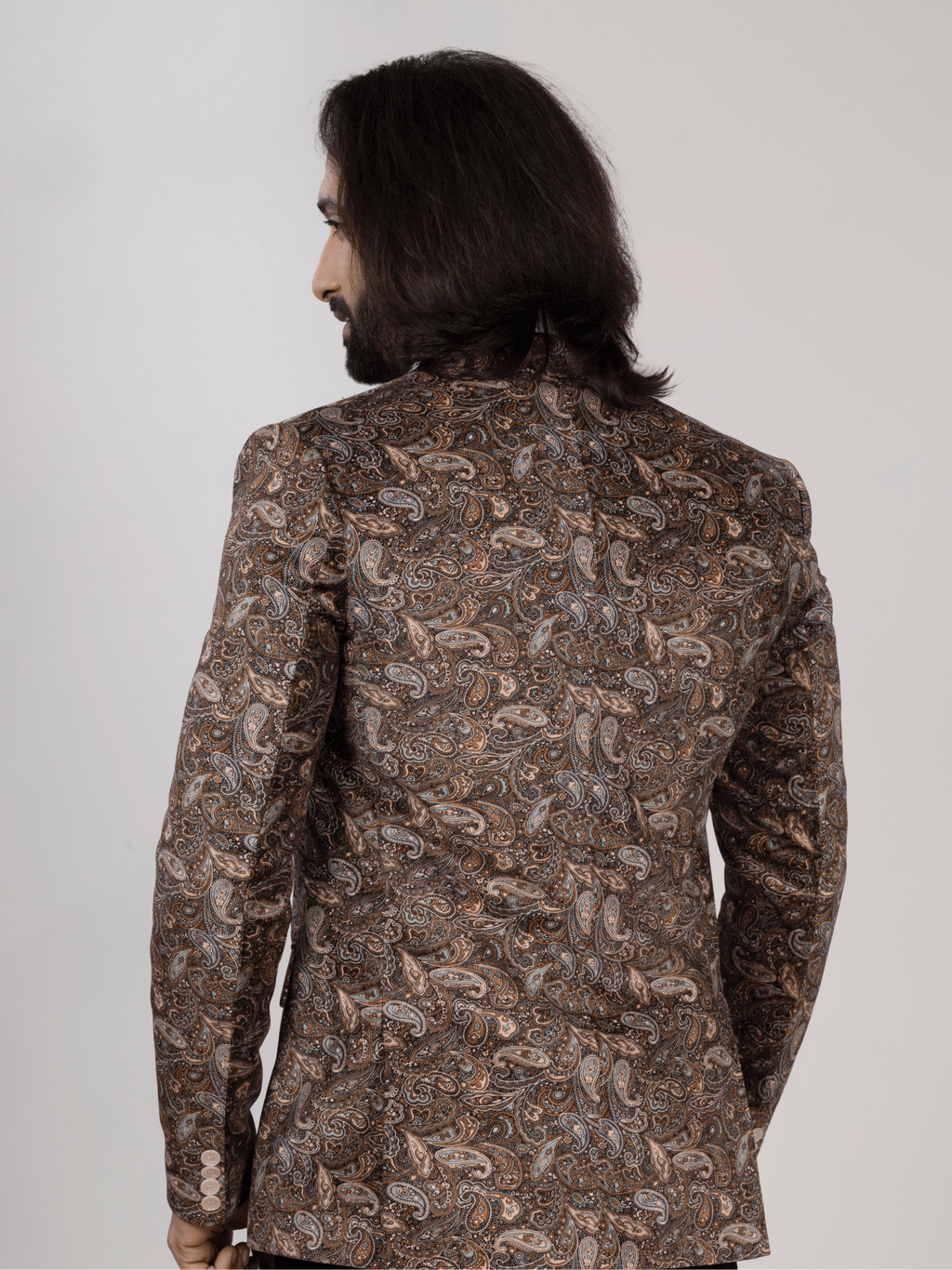 Men's Brown Paisley Print Party Wear Blazer