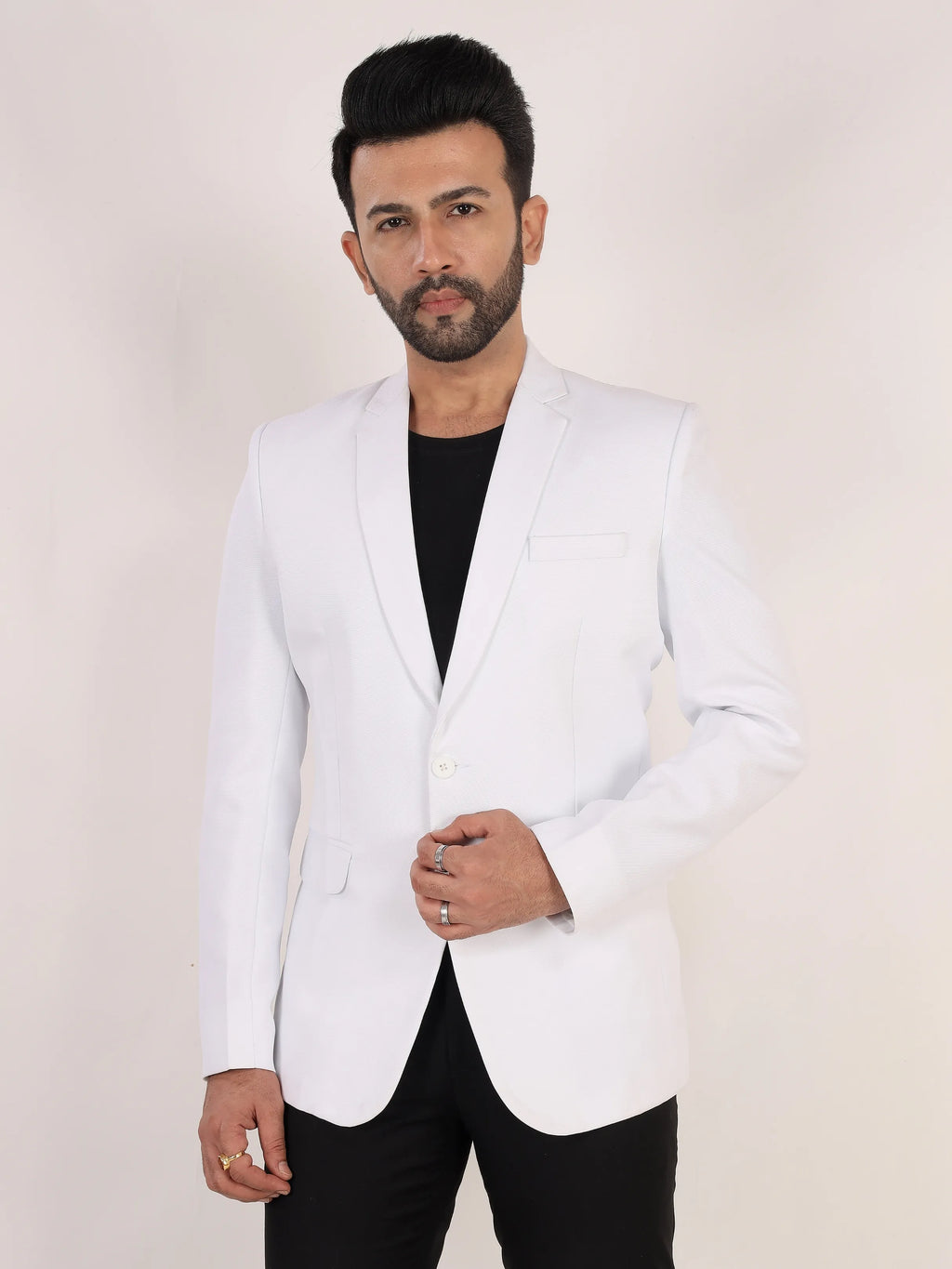 White Matty Regular Fit Single Breasted Blazer
