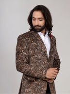 Men's Brown Paisley Print Party Wear Blazer