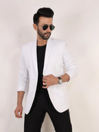 White Matty Regular Fit Single Breasted Blazer