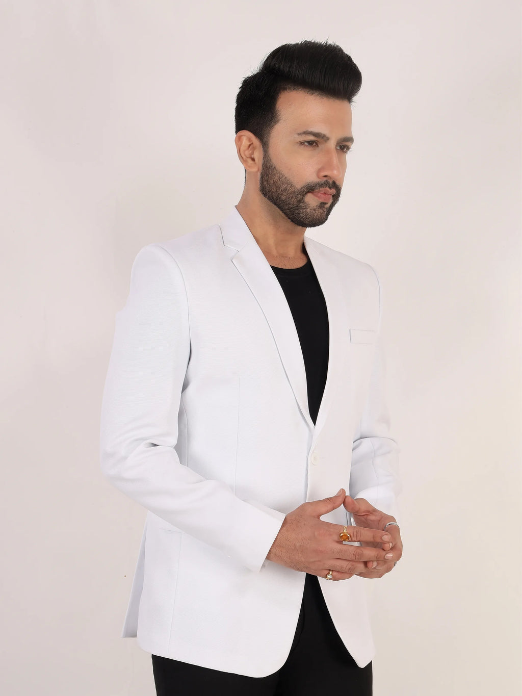 White Matty Regular Fit Single Breasted Blazer