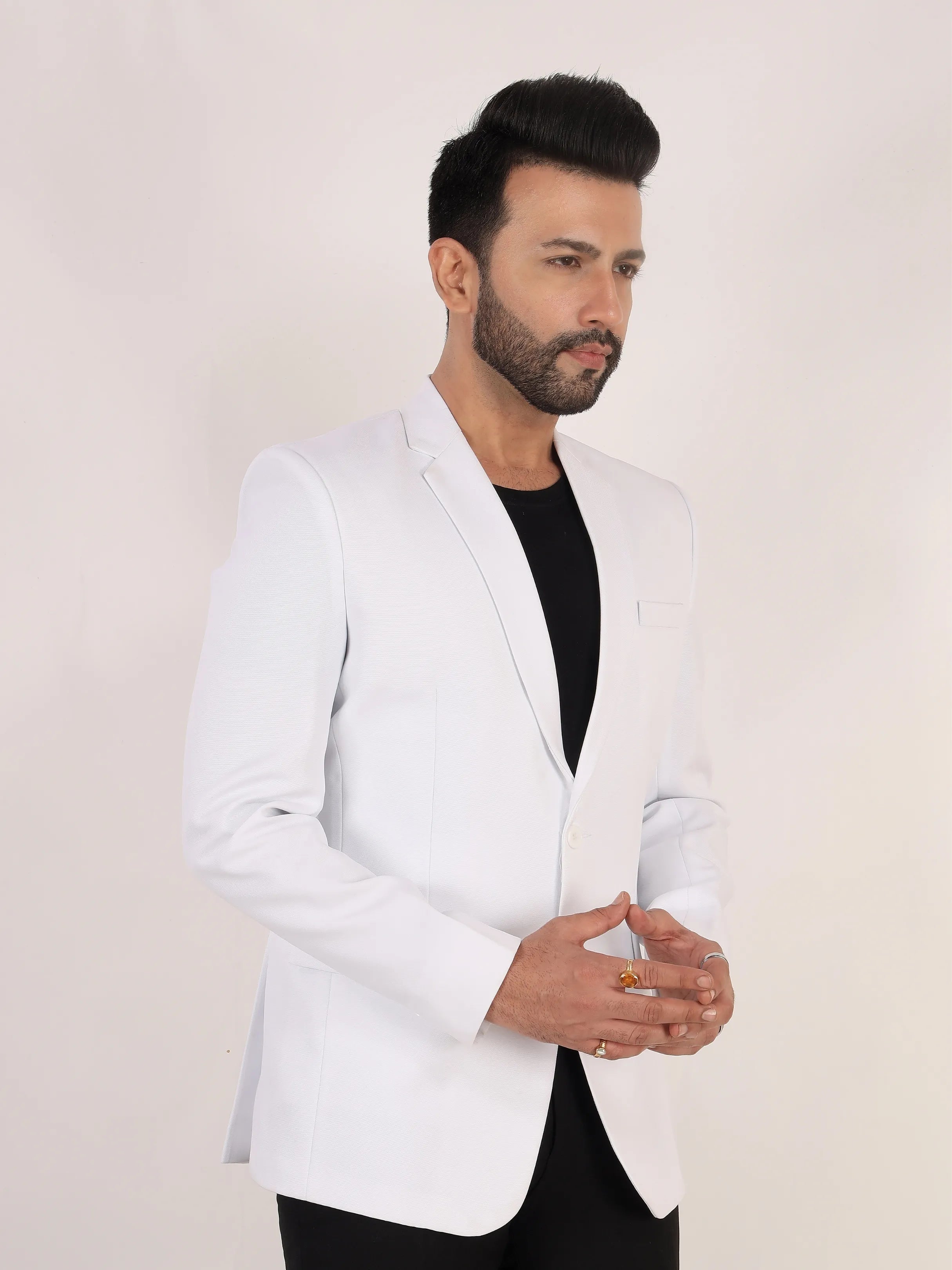 White Matty Regular Fit Single Breasted Blazer