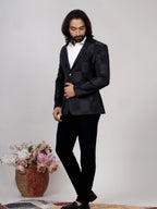 Grey Green Checkered Blazer for Men Premium Formal & Party Wear