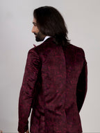 Men's Wine Velvet Paisley Party Wear Blazer