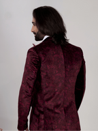 Men's Wine Velvet Paisley Party Wear Blazer