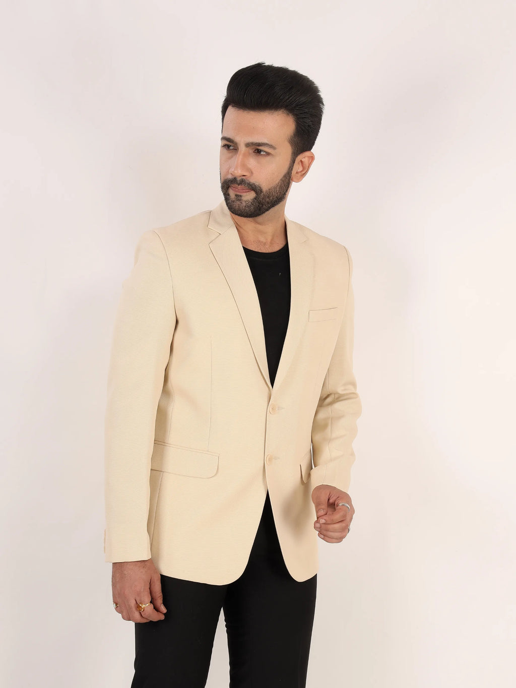 Beige Matty Regular Fit Single Breasted Blazer