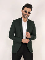 Bottle Green Matty Regular Fit Single Breasted Blazer