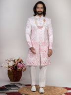 White Embroidered Sherwani Set with Pajama & Mojri for Men (Copy)