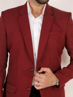 Red Matty Regular Fit Single Breasted Blazer