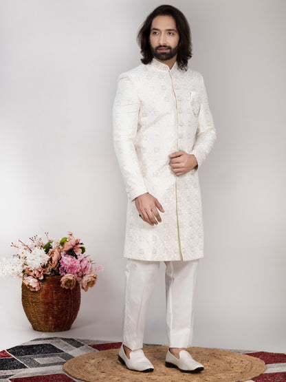 Raxon Dupion Silk Designer Sherwani Wedding Outfit