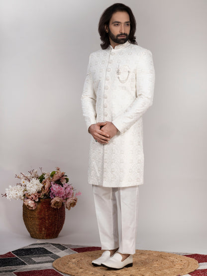 Raxon Dupion Silk Designer Sherwani Wedding Outfit