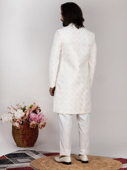 Raxon Dupion Silk Designer Sherwani Wedding Outfit