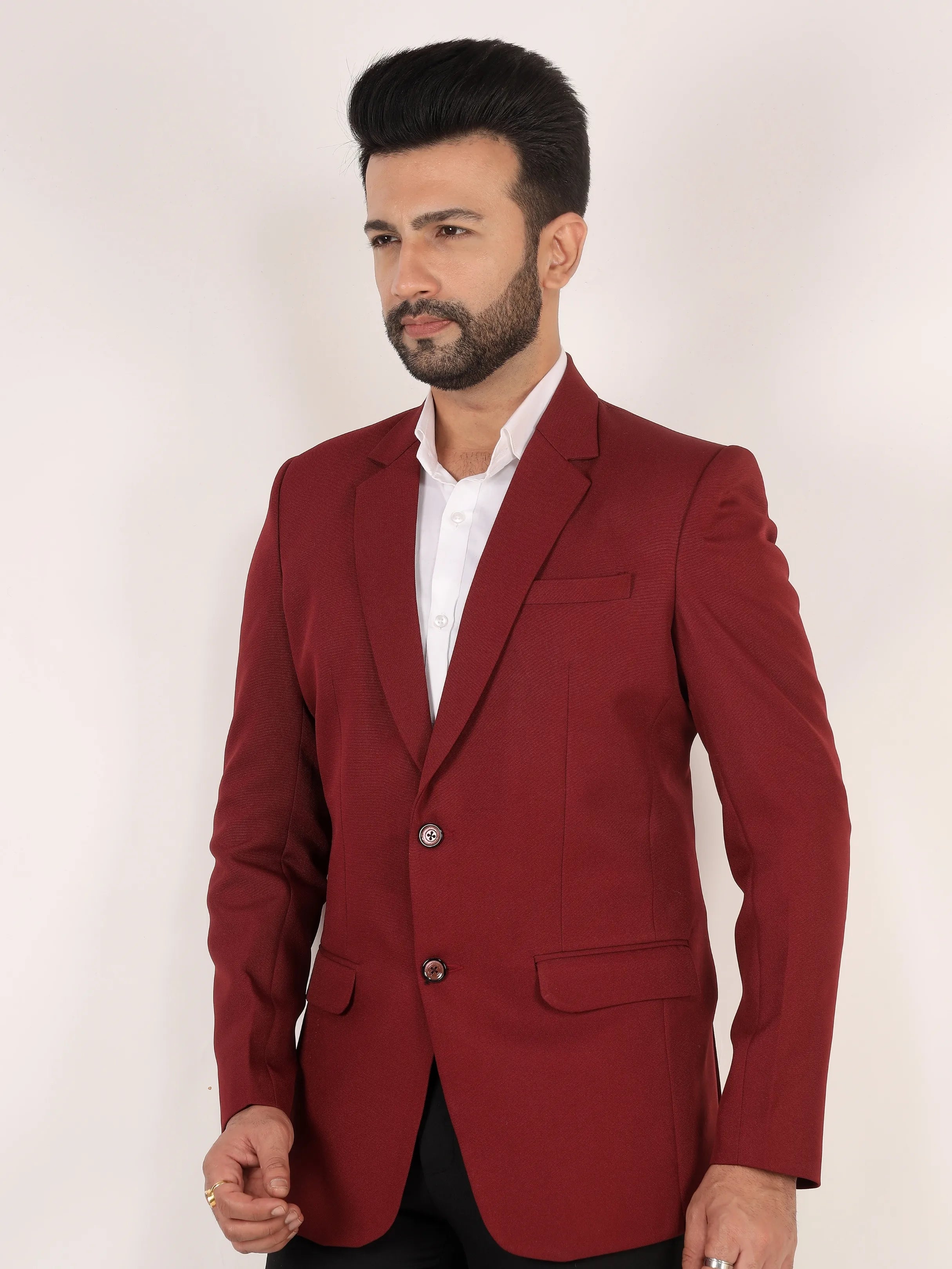 Red Matty Regular Fit Single Breasted Blazer