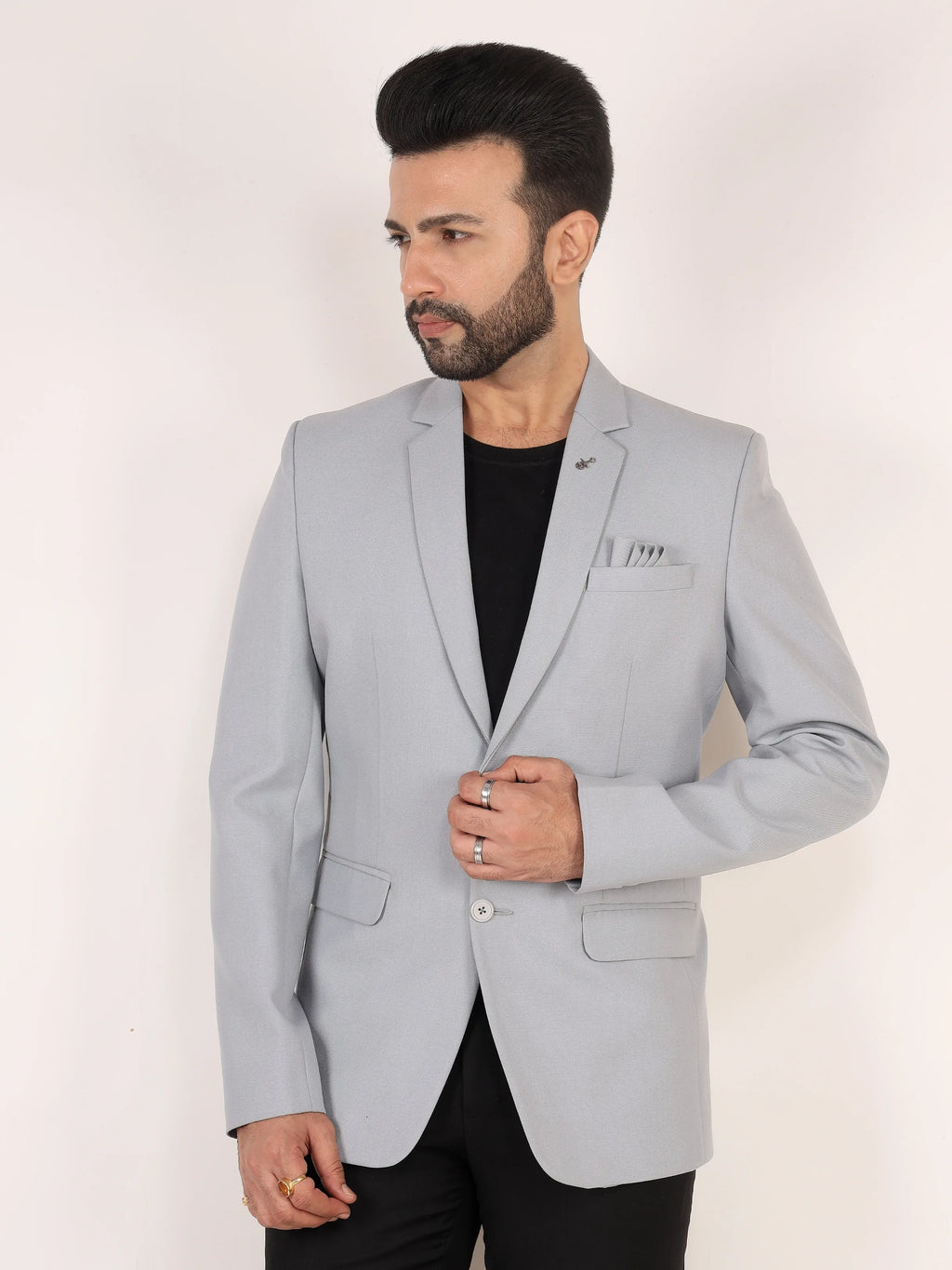 Light Grey Matty Regular Fit Single Breasted Blazer