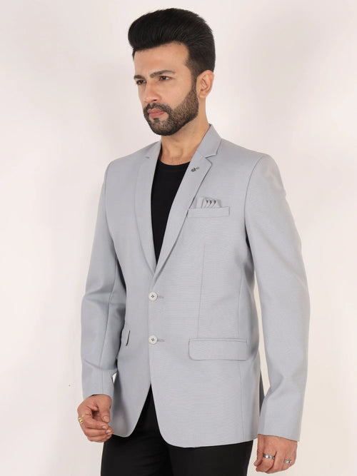 Light Grey Matty Regular Fit Single Breasted Blazer