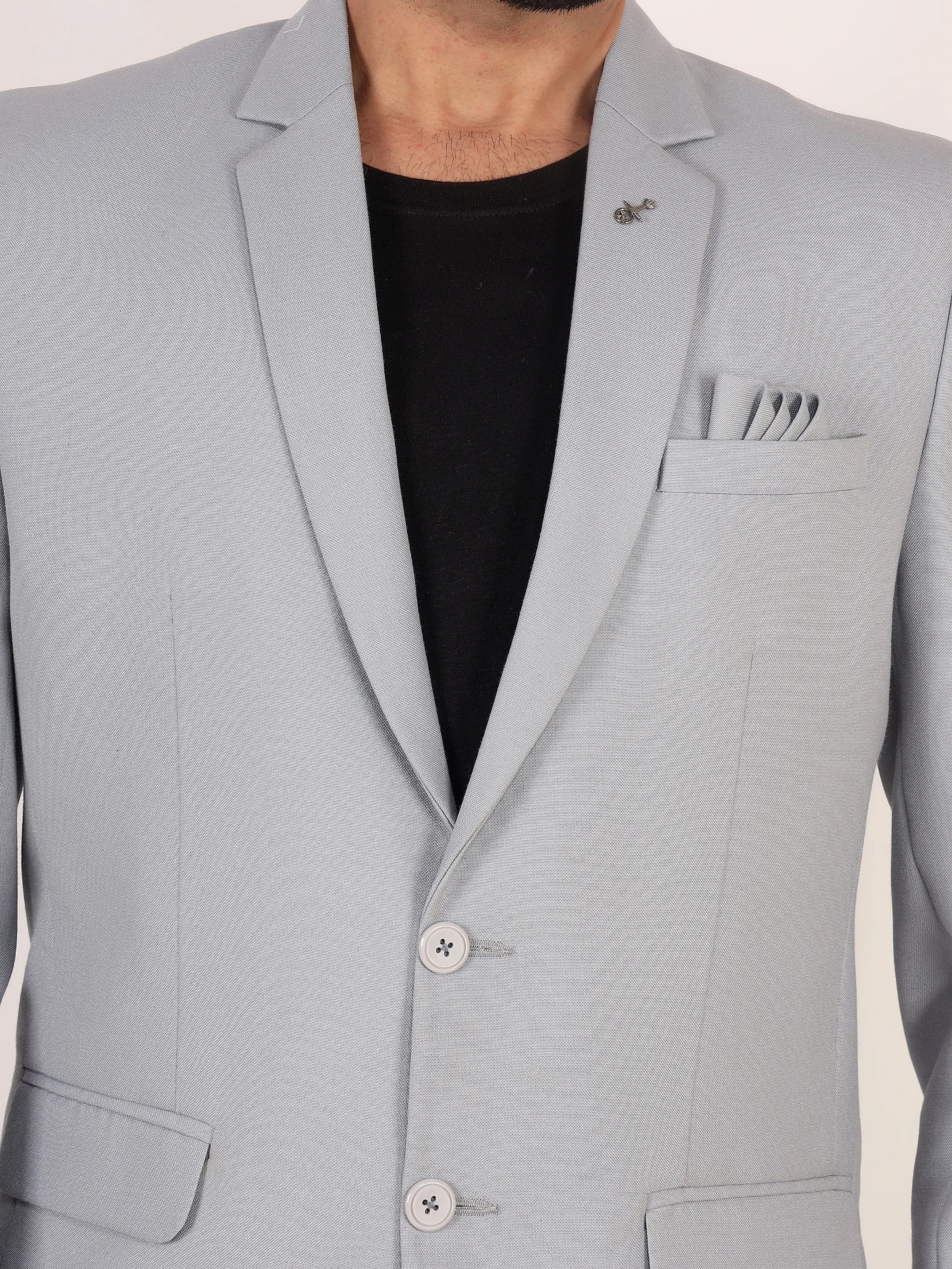 Light Grey Matty Regular Fit Single Breasted Blazer