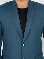 Teal Blue Matty Regular Fit Single Breasted Blazer