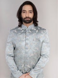 Men's Ice Blue Jacquard Sherwani Regular Fit Wedding Wear