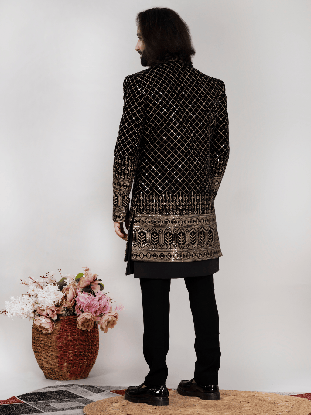 Black Premium Embroidered Indo-Western
