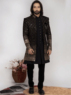 Black Premium Embroidered Indo-Western