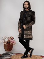 Black Premium Embroidered Indo-Western