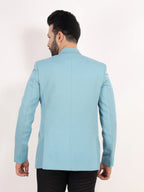 Sky Blue Matty Regular Fit Single Breasted Blazer