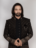 Black Premium Embroidered Indo-Western