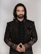 Black Premium Embroidered Indo-Western