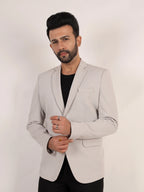 Dusty Light Grey Textured Formal Blazer