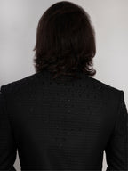 Men's Black Hand Embroidered Regular Fit Sherwani