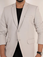 Dusty Light Grey Textured Formal Blazer