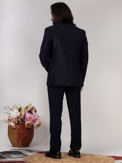 Midnight Navy Blue Open Jodhpuri Suit